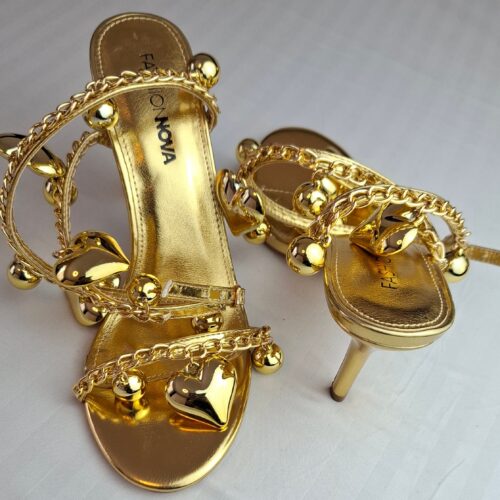 Gold Charm Sandal Heels